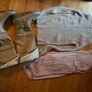 Turtleneck, cardigan and boots